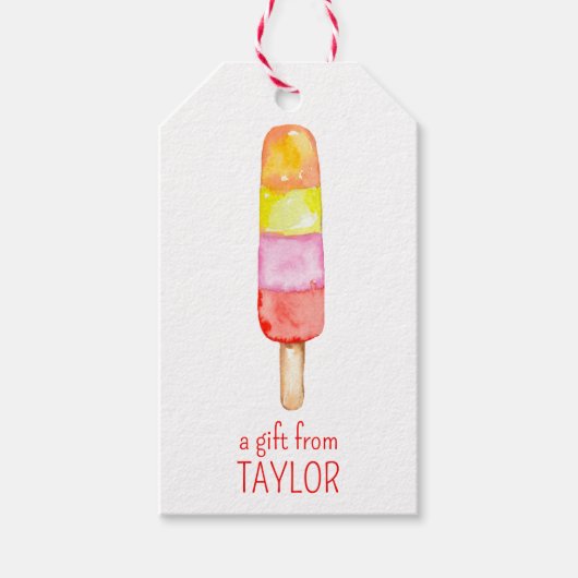 Étiquettes Cadeau Popsicle Watercolor (Devant)