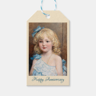 Étiquettes-cadeau Portrait d'une fille en robe bleue, Heywood Hardy