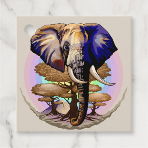 Étiquettes Cadeau Portrait surréaliste de l'éléphant africain