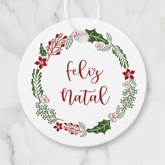 Étiquettes Cadeau Portugais Joyeux Noël, Feliz Natal, Custom (Devant)