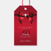 Étiquettes-cadeau Posh Gem Bow & Ribbon 40e anniversaire (Devant)