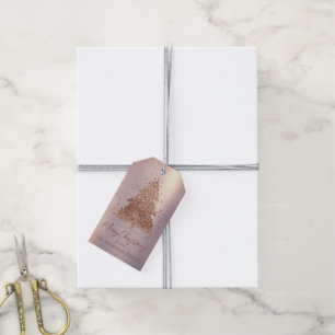 Étiquettes-cadeau Posh Joyeux Noël   Glam Rose Gold Tree personnalis