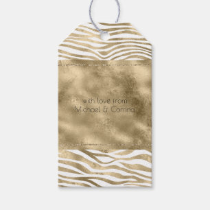 Étiquettes-cadeau Poster de animal blanc Glam Gold Zebra