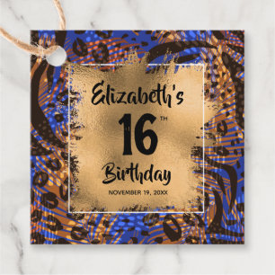 Étiquettes Cadeau Poster de animal coloré 16e anniversaire Personnal