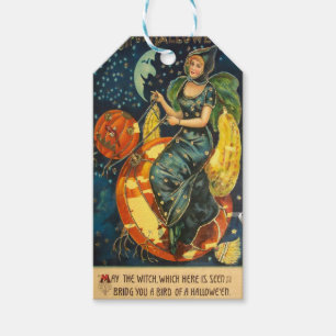 Étiquettes-cadeau Poster de sorcière Halloween vintage