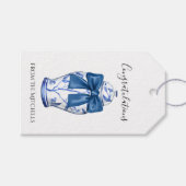 Étiquettes-cadeau Pot à gingembre bleu et blanc avec nœud bleu (Devant (Horizontal))