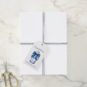 Étiquettes-cadeau Pot à gingembre bleu et blanc avec nœud bleu (Avec de la ficelle)