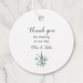 Étiquettes Cadeau Pot de café bleu à l'aquarelle rustique avec fleur (Dos)