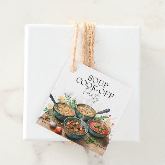 Étiquettes Cadeau Pot de départ de la soupe rustique Fête de potluck (En situation)