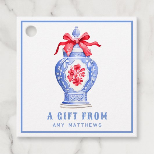 Étiquettes Cadeau Pot de gingembre avec Bow rouge Personnalisé (Devant)