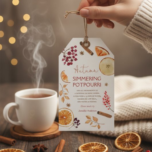 Étiquettes-cadeau Pot-pourri automnal à petit feu