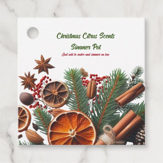 Étiquettes Cadeau Pot-pourri de Noël au Citrus (Devant)