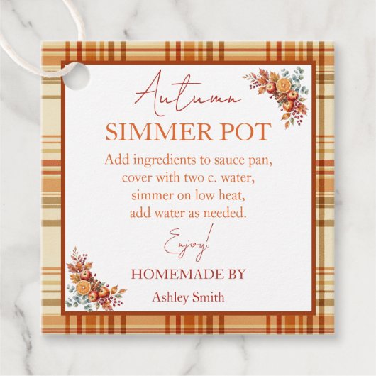 Étiquettes Cadeau Pot-pourri de pot à simmer d'automne (Devant)