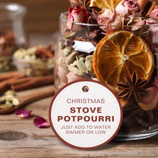 Étiquettes Cadeau Pot-pourri rustique de Noël pour poêle