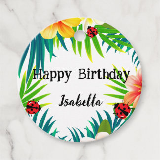 Étiquettes Cadeau Pote Poka point Ladybug Paume de fleurs d'été Anni