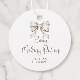 Étiquettes Cadeau Potion de fabrication de bébé Ruban à nœud blanc