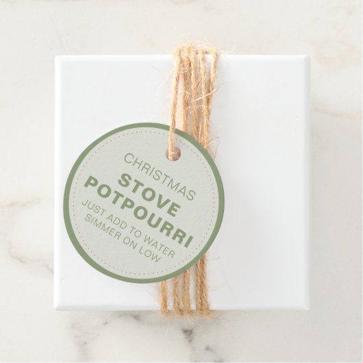Étiquettes Cadeau Potpourri rustique réchaud de Noël (En situation)