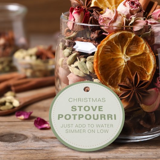 Étiquettes Cadeau Potpourri rustique réchaud de Noël