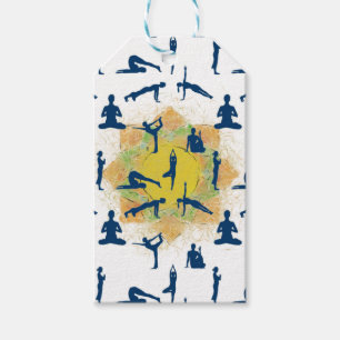 Étiquettes-cadeau Pots De Yoga Avec Dessin De Fleur De Lotus