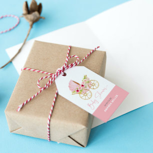 Étiquettes-cadeau Poubelle rose fleurie mignonne
