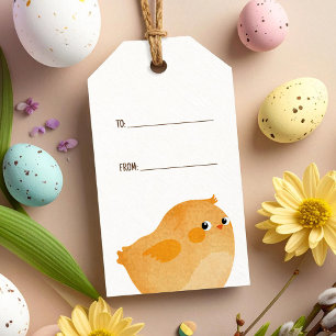 Étiquettes-cadeau Poule de Pâques orange pour une belle célébration