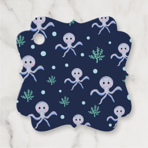 Étiquettes Cadeau Poulpe sous la mer motif pour enfants
