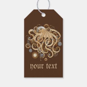 Étiquettes-cadeau Poulpe Steampunk Rétro Fantastique Mécanique