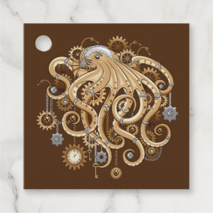 Étiquettes Cadeau Poulpe Steampunk Rétro Fantastique Mécanique