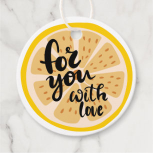 Étiquettes Cadeau Pour Vous Avec Amour Tranche De Citron Jaune Graph