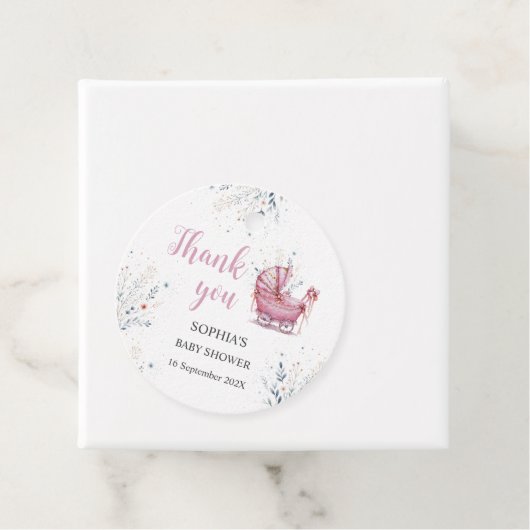 Étiquettes Cadeau Poussette Rose (En situation)