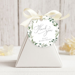 Étiquettes Cadeau Poussière de fleurs modernes verte eucalyptus Merc