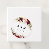 Étiquettes Cadeau Poussière dorée mariage Bourgogne Florale (En situation)