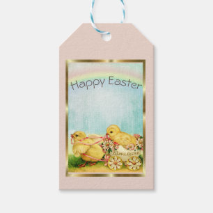 Étiquettes-cadeau Poussins de Pâques Rétro Vintage   