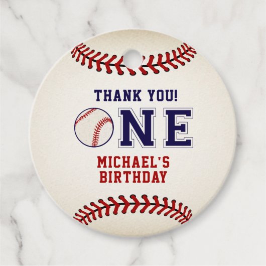 Étiquettes Cadeau Premier anniversaire, Baseball (Devant)