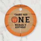 Étiquettes Cadeau Premier anniversaire, basket-ball (Dos)
