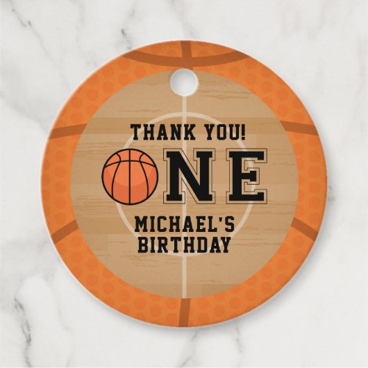 Étiquettes Cadeau Premier anniversaire, basket-ball (Devant)