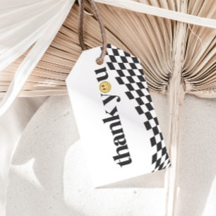 Étiquettes-cadeau Premier anniversaire du cool One Boy À damiers pri