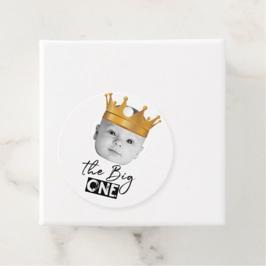 Étiquettes Cadeau Premier anniversaire Merci photo moderne (En situation)