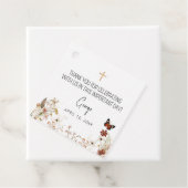 Étiquettes Cadeau Premier Communion, papillon fleur sauvage Baptême (En situation)