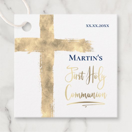 Étiquettes Cadeau Premier garçon communion (Devant)