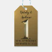 Étiquettes-cadeau Premier mariage d'or métallique (Dos)