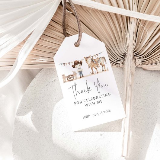 Étiquettes-cadeau Premier Rodéo 1er anniversaire Merci