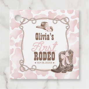 Étiquettes Cadeau Premier Rodéo 1er Anniversaire Rose Poussiéreux
