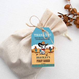 Étiquettes-cadeau Premier Rodeo cowboy bébé cheval fête d'anniversai