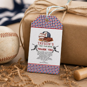 Étiquettes-cadeau Première année de baseball pour le 1er anniversair