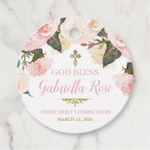 Première communion & baptême, floral rose or