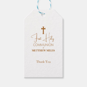Étiquettes-cadeau Première communion catholique minimaliste