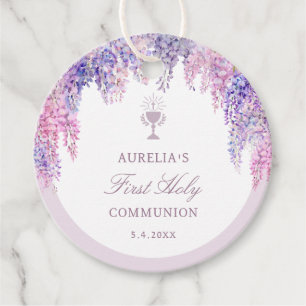 Étiquettes Cadeau Première communion de l'arc Lilac Wisteria