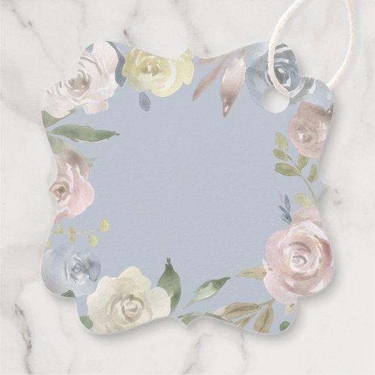 Étiquettes Cadeau Première communion fille cercle fleurs pâles (Dos)