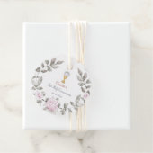 Étiquettes Cadeau Première communion fille fleurs couronne (En situation)